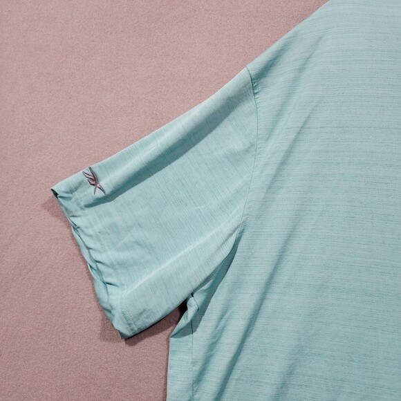 Reebok Shirt Mens 3XL XXX Turquoise Blue Solid Polo Speedwick Short Sleeve - Picture 13 of 15